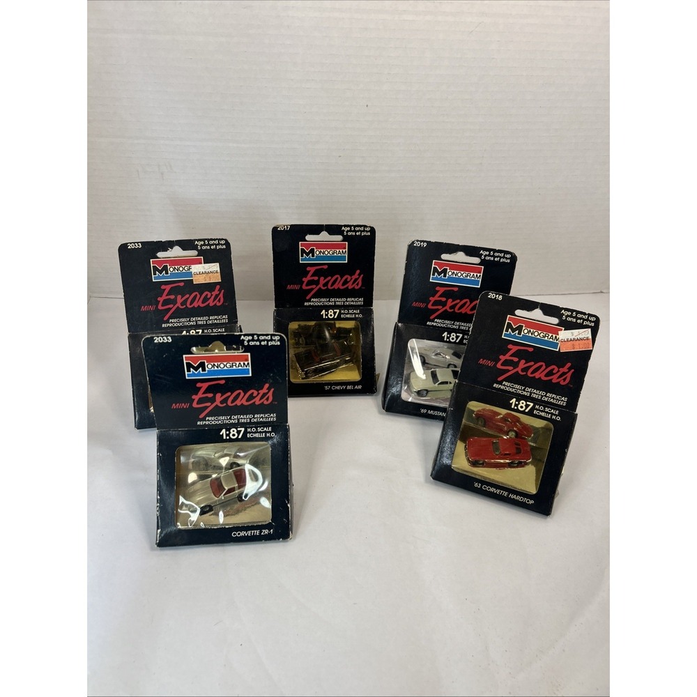 VTG Monogram Mini Exacts - 1:87 Scale - 5 Cars Total Dated 1989 Read